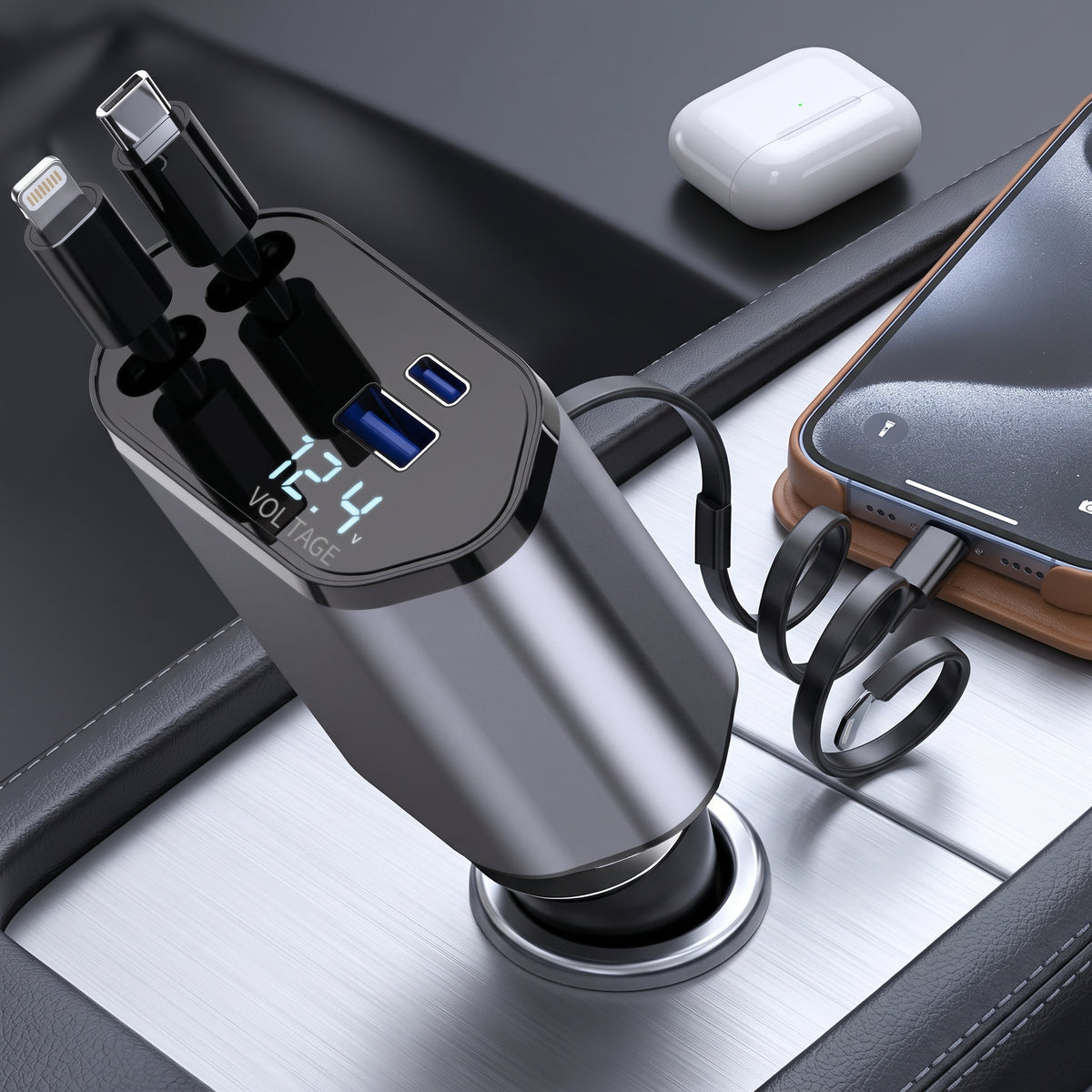 CableZero 120W Retractable Car Charger